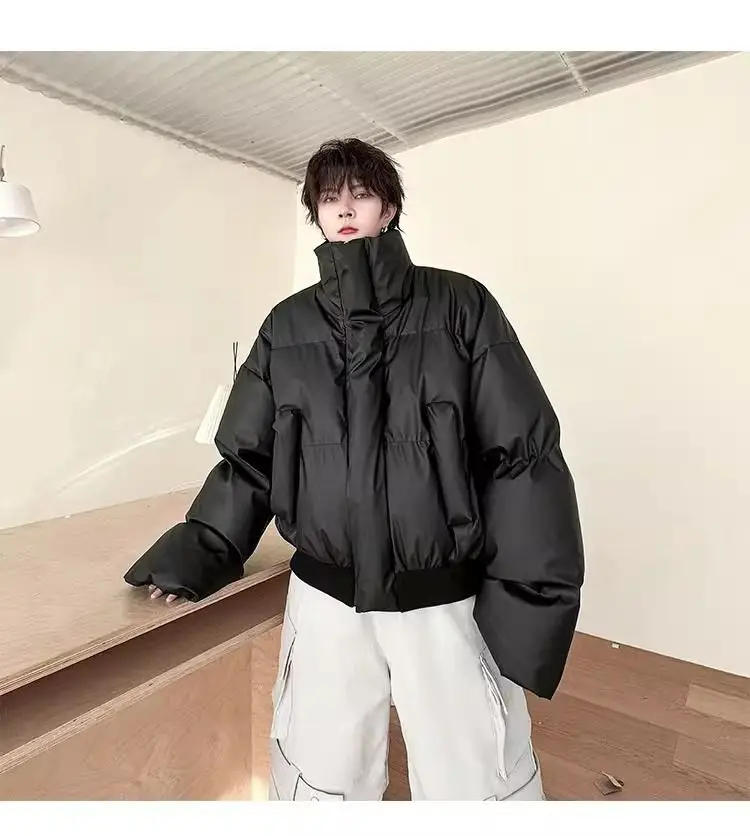 Description Picture 3 of itemFashionable Warm Personalized Short Cotton-padded Jacket Fashion Men's Loose High Street Casual Parkas Men Tops Male Clothes