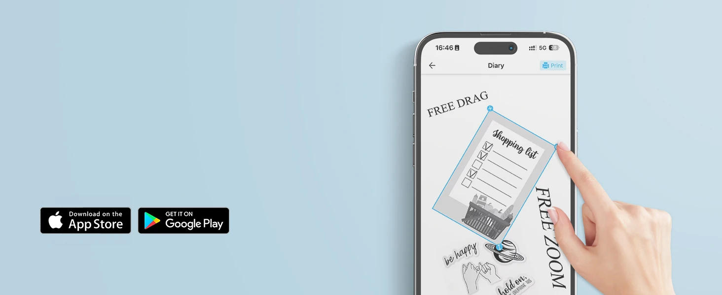 Description Picture 6 of itemThermal Mini Printer, Portable Inkless Sticker Maker,Bluetooth Free Cut Small Pocket Printer for Children DIY 57mm Photo Print