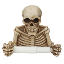Skull Design Roll Paper Holder Wall Hanging Toilet Pumping Towel Rack Instrument Halloween Living Room Horror Decor