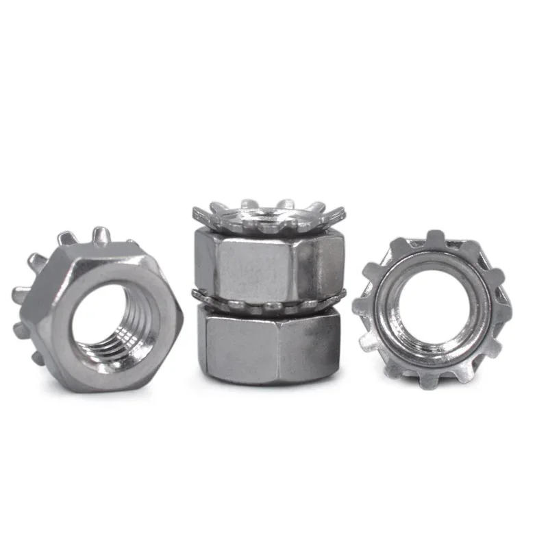Description Picture 3 of item304 stainless steel US-made K-nuts imperial nut nuts K metric multi-tooth fine tooth nuts 4# 6# 8# 10# 1/4 5/16 M6-0.75 M8-0.75