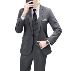 Mens Suits 3 Piece (blazer+ Vest + Pants) Fashion Business Casual Stripes Host Slim-fit Gentleman Wedding British Style Suits