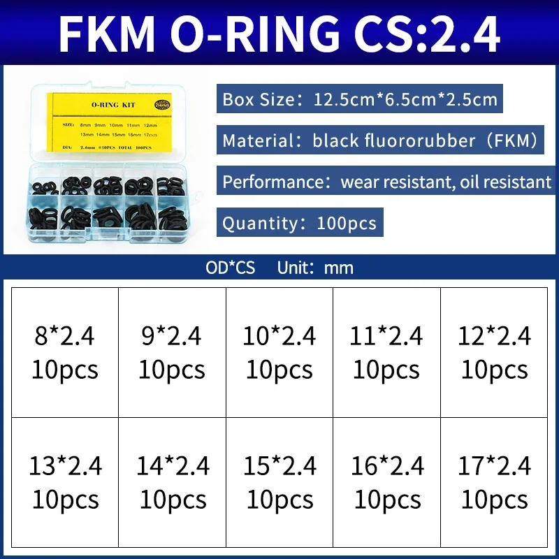 Description Picture 6 of itemBoxcs2.4mm Boxcs3.1mm boxed nitrile silicone fluorine rubber repair kit sealing waterproof combination kit gasket o-ring faucet