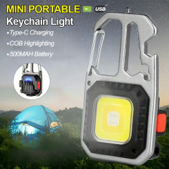 Mini Keychain Light Portable LED Flashlight Rechargeable Pocket Torch With 7 Modes Outdoor Camping Emergency Small Flashlight