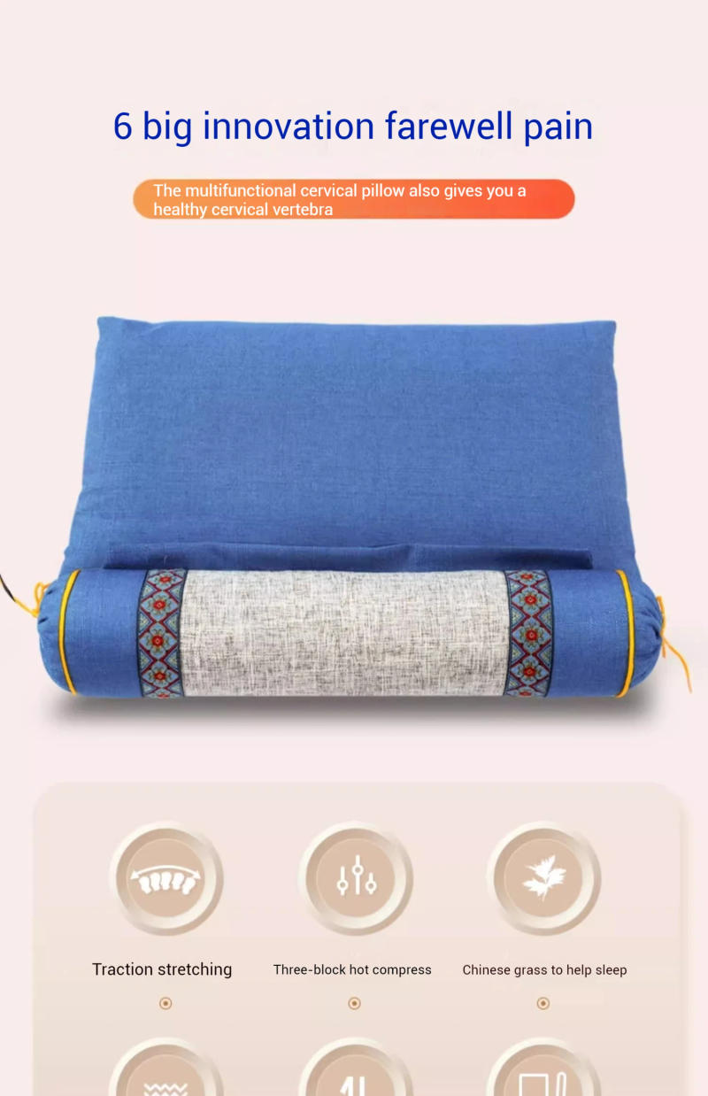 Description Picture 2 of itemArgy Wormwood Heating Inflatable Massage Cervical Spine Repair Pillow Chinese Herbal Medicine Cylindrical Neck Circle Pillows