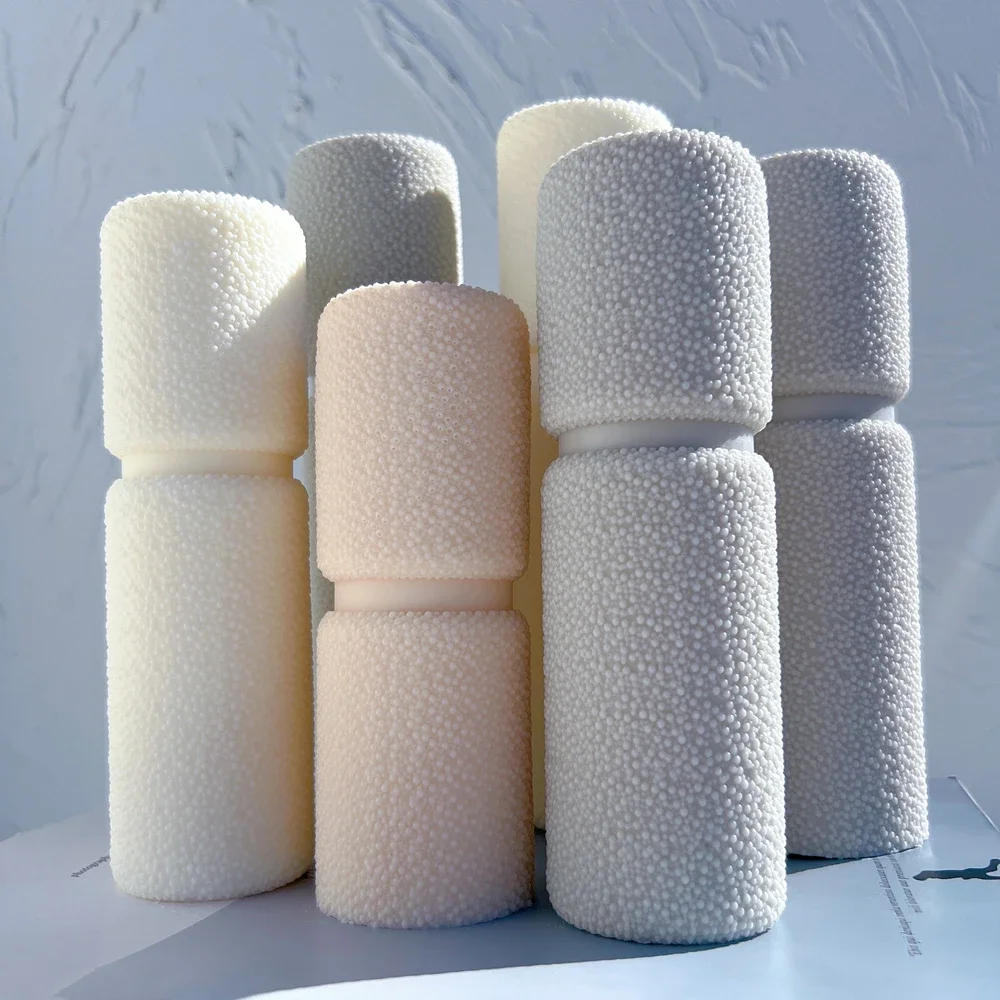Description Picture 5 of itemCylindrical Tall Bubble Pillar Candle Mold Aesthetic Twist Silicone Mould Geometric Bubbles Soy Wax Mold