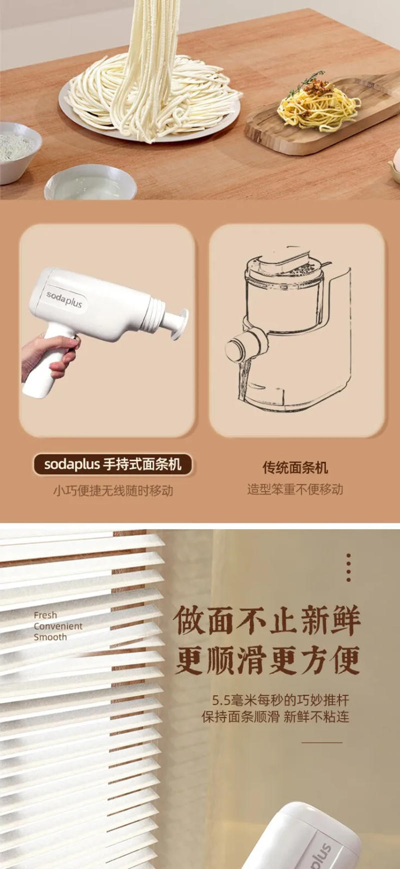 Description Picture 5 of itemElectric Pasta Maker Machine Handheld Wireless Noodle Press Portable and Rechargeable Automatic Dumpling Skin Machine