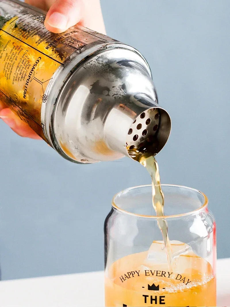 Description Picture 5 of item400ML Milk Tea Mixing Tools Shaker Glass Drinkware Hand Shaken Cocktail Shaker Stainless Steel Mixing Set Drink Party Bar Tools