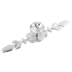 117mm/170mm Cabinet Handle Single Hole Cupboard Pull Knob Crystal Zinc Alloy Dresser Knob for Furniture Kitchen Bathroom