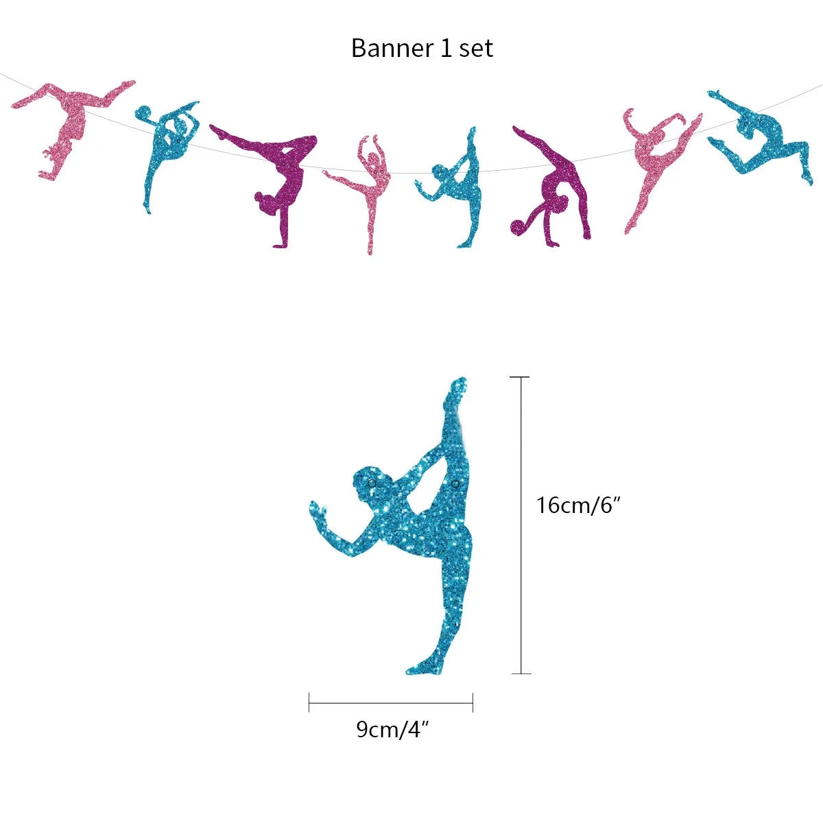 Description Picture 5 of itemSursurprise Gymnastics Theme Birthday Party Decoration Balloons Happy Birthday Banner Cake Topper Gymnast Girl Party Supplies