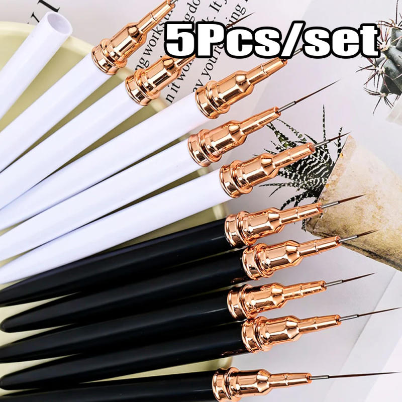 Description Picture 2 of item4/8/12/20/25mm Super-Long Nail Art Liner Brushes Set 5Pcs/set Mixed French Line Fine Drawing Pen DIY Manicure Painting Brushes