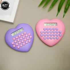 Creative Heart Shape Calculator Multi-function 8-bit Calculator Student Stationery Supplies School Office