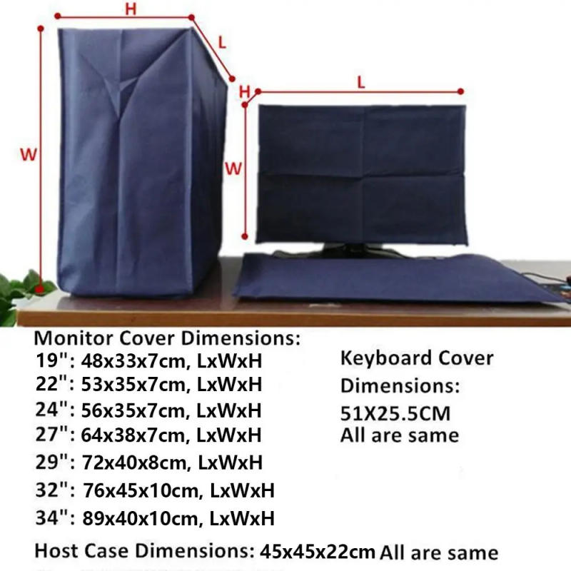 Description Picture 3 of item3PCS 19 To 34 Inches Desktop Computer Dust Cover Blue LCD Screen Cover Durable Computer Protective Cover for Computer