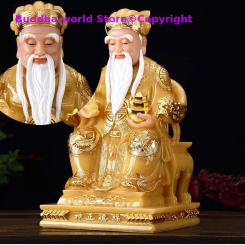 2025  grade gilding jade BUDDHA figure HOME shop Bring wealth money luck God of wealth CAI SHEN YE TU DI GONG BUDDHA statue