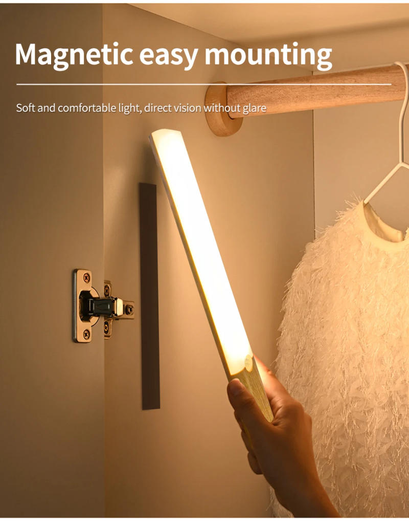 Description Picture 6 of itemLED USB Night Light Magnetic Wall Lamp Motion Sensor Kitchen Cabinet Closet light Home Bedroom Table Move Lamp Bedside Lighting