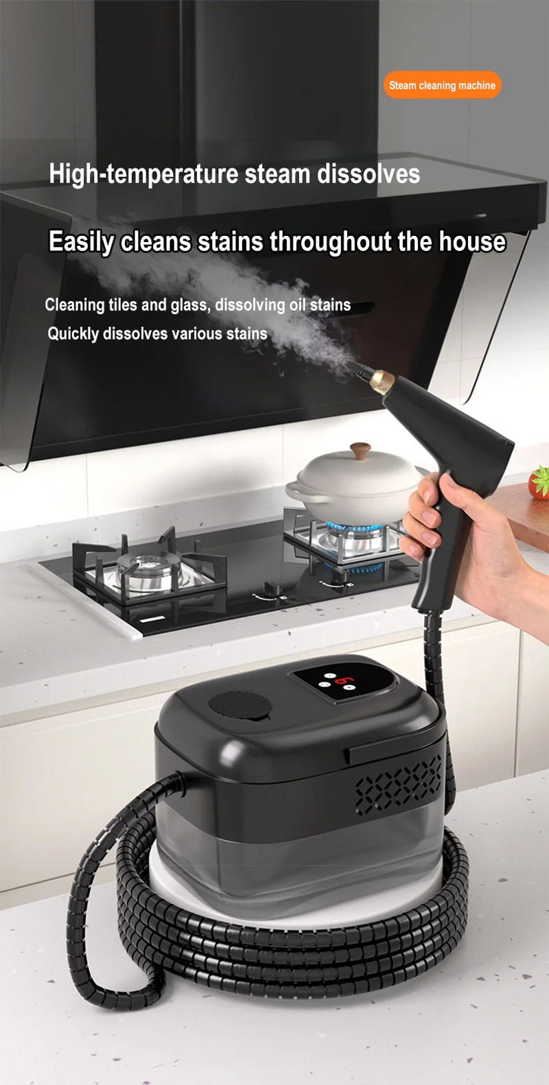 Description Picture 2 of item1500W Steam Cleaner High Temperature Pressure Washer with Remote control Steam Cleaning Machine For Home Kitchen Hood Car 1400ml