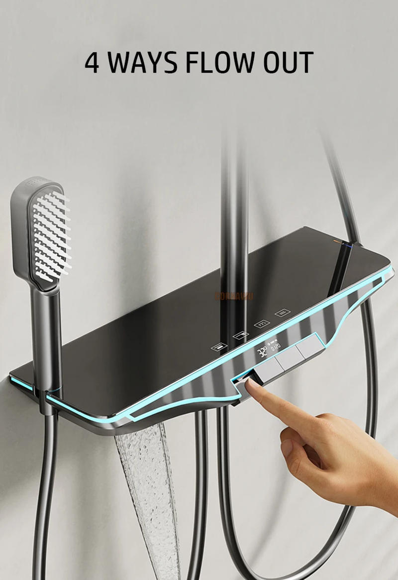 Description Picture 3 of itemHot Cold Shower Mixer Faucet Bathroom LED Digital Atmosphere Thermostatic Shower System Bathtub Wall Mount SPA Rain Bath Tap Set