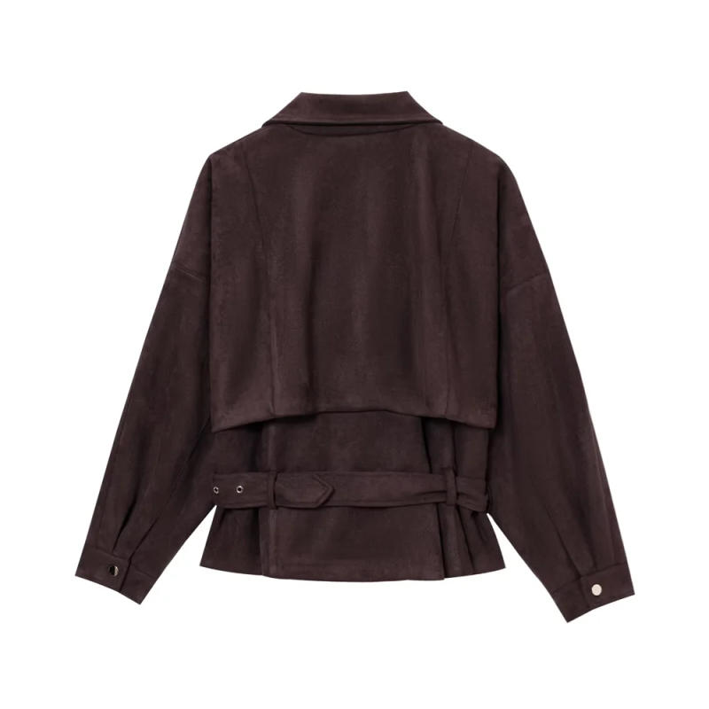 Description Picture 5 of itemUNIZERA women's motorcycle style jacket with belt and zipper decoration for spring and summer casual women's wear