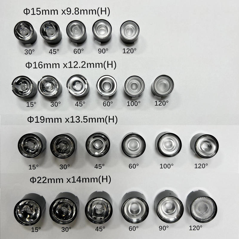 Description Picture 2 of item50PCS High Power 1W 3W 5W LED Lens 15mm 16mm 19mm 22mm PMMA Lenses With Bracket 15 30 45 60 90 100 120 Degree