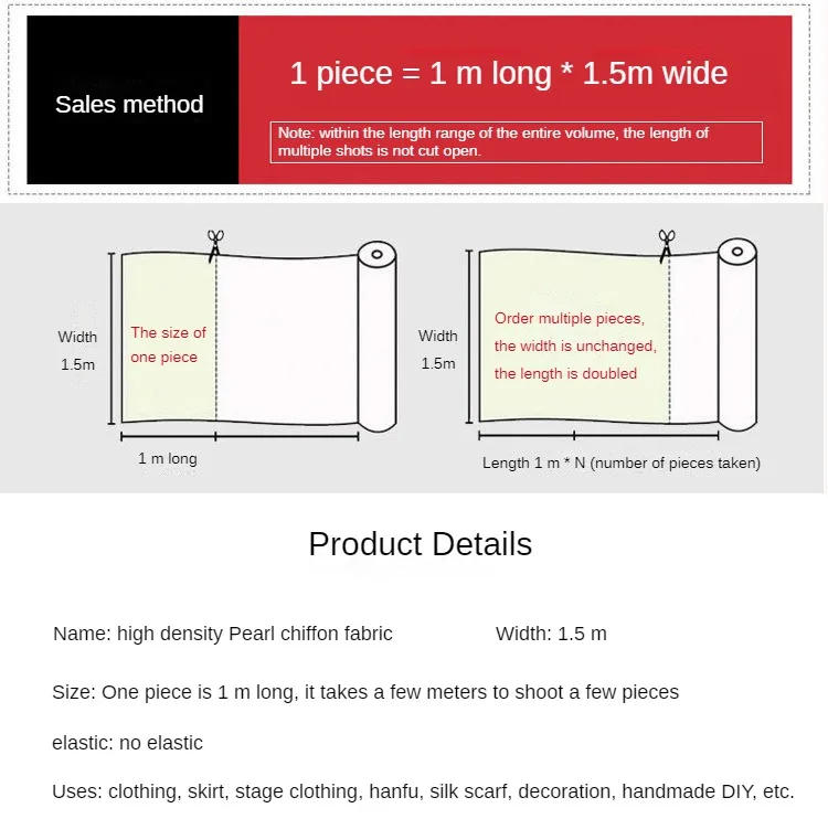 Description Picture 2 of itemTranslucent Chiffon Fabric Flowers By The Meter for Clothes Skirts Dresses Sewing Plain Printed Floral Pattern Textile Soft Blue