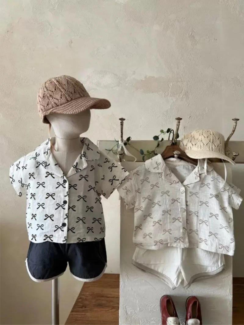 Description Picture 3 of item2025 Spring New Baby Short Sleeve T Shirts Infant Girl Cute Bow Tops Boys Cotton Lapel Shirts Kids Tee Toddler Clothes