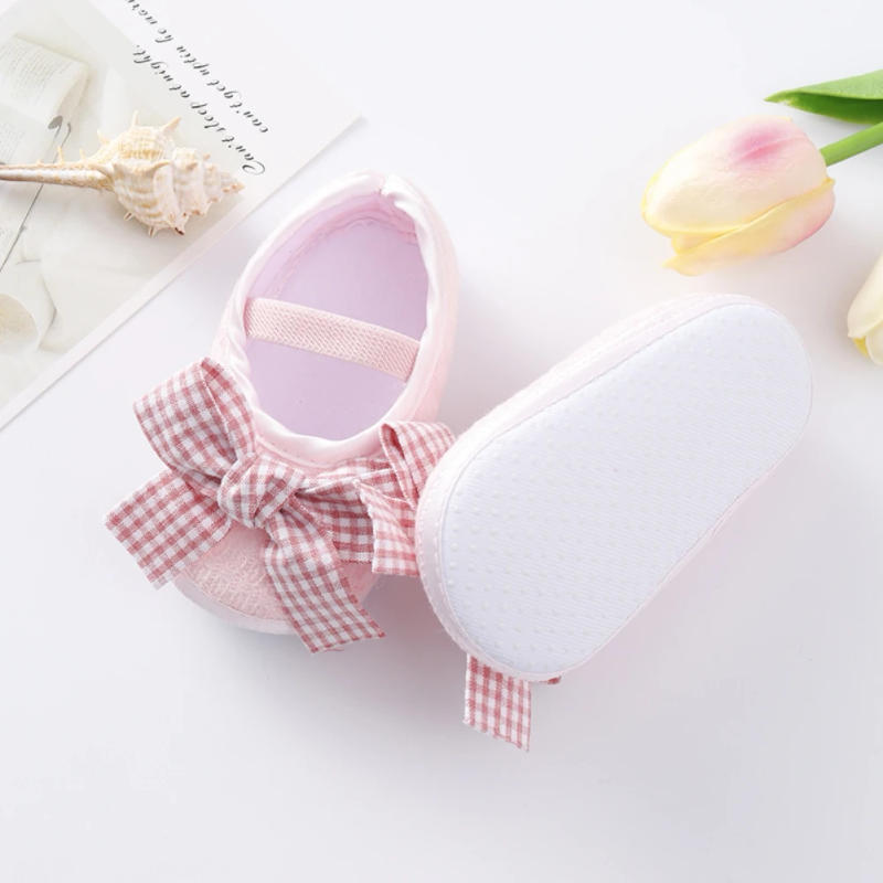 Description Picture 6 of itemBaby Girls  Flats with  Infant Non-Slip Soft Sole Cute Bowknot Shoes Newborn Princess Wedding Shoes Toddler First Walkers 0-12M