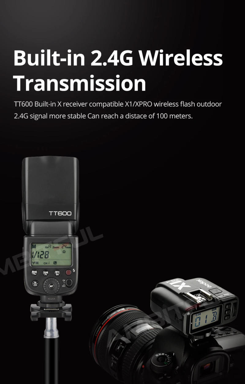 Description Picture 5 of itemGodox TT600 2.4G Wireless X-system GN60 Master/Slave Camera Flash Speedlite for Canon Nikon Sony Pentax Olympus Fuji Lumix