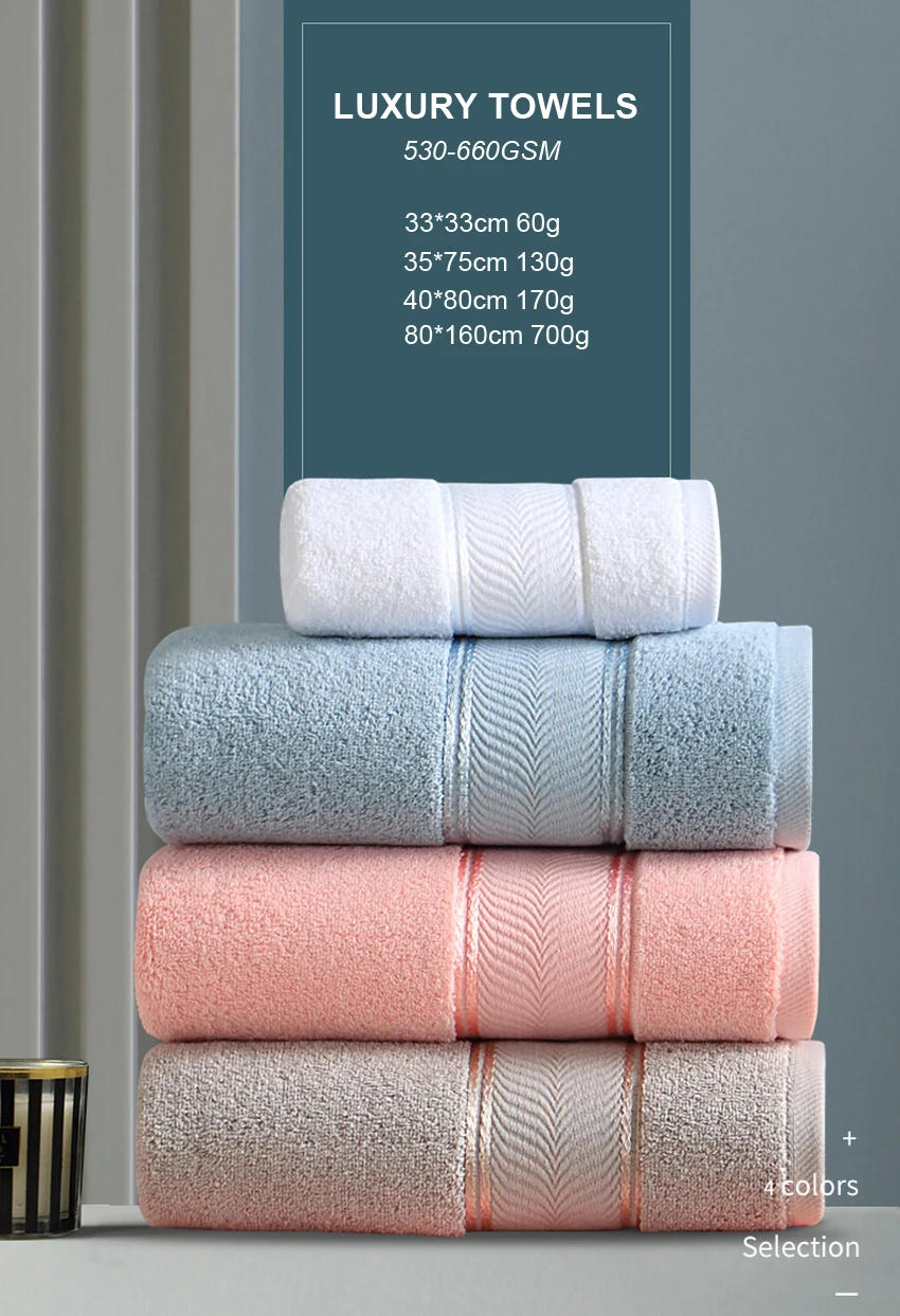 Description Picture 4 of itemLuxury Pure Cotton Towels Solid Color Face Hand Bath Towel Soft Thick Large for Adults Kids Home Bathroom Spa Toalla Serviette