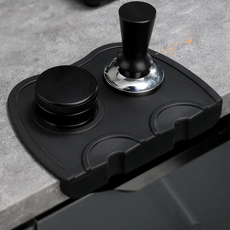 Description Picture 5 of itemSilicone Non-slip Mat Coffee Tamper Mat Tamping Rest Holder Corner Edge Pad Black Base Office Bar Shop Silicone Espresso Station