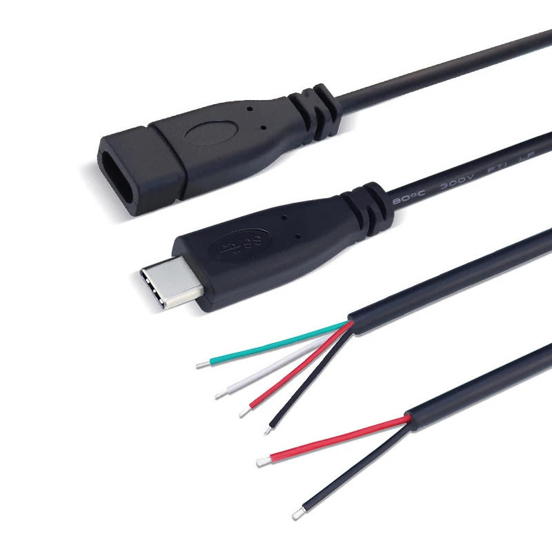 Description Picture 4 of itemUSB Type C Male Female Plug Power Supply Charger Connector 2 Pin 4 Pin USB-C DIY Repair Cable Welding Type Wire 0.25M 1M 2M