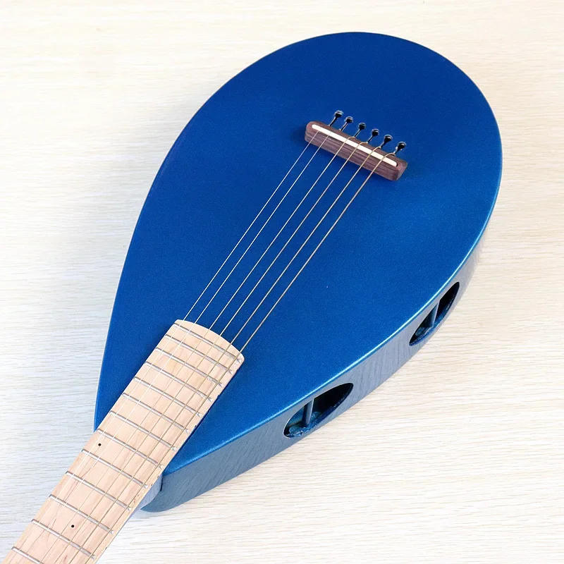 Description Picture 5 of itemStock 6 Strings Acoustic Guitar Lute Shape Body 36 Inch Blue Color Folk Guitar High Gloss Good Handicraft Free Shipping