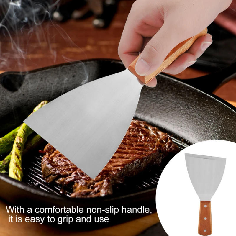 Description Picture 6 of itemStainless Steel Food Grade Shovel Scraper Non Stick Heat resistant BBQ Grill Beafsteak Spatula Turner Cooking Tool