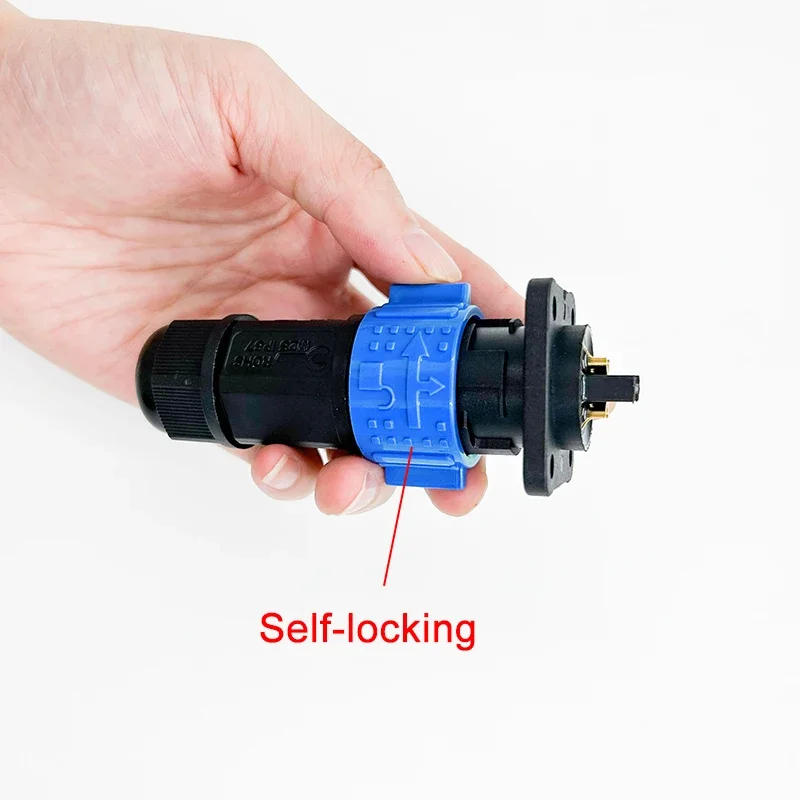 Description Picture 4 of item50A M25 Self-locking Waterproof Plug Cable IP67 2 3 Pin Power Charging Connector Large Current Male Female Aviation Plug Socket