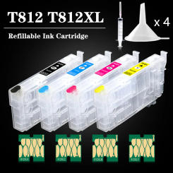 T812XL T812 Refillable Ink Cartridge 812XL With Chip For Epson WF-3820 WF-3825 WF-4830 WF-4835 WF-7840 WF-7820 EC-C7000 Printer