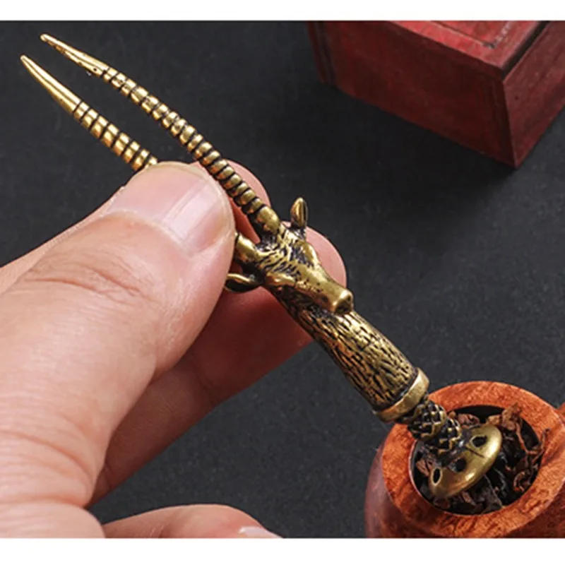 Description Picture 5 of item1pcs Carving Deer Pipe Pressing Rod Grinding Cigarette Press  Retro Creative Multifunctional Cigarette Tobacco Pipes Accessories