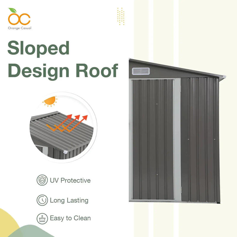 Description Picture 6 of item8 x 6 FT Outdoor Storage Shed, Metal Garden Tool Shed, Outside Sheds & Outdoor Storage Galvanized Steel w/Lockable Door