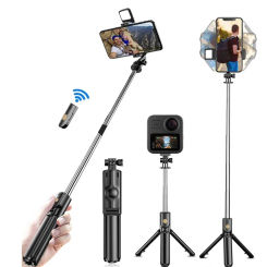 Bluetooth Wireless Selfie Stick Mini Tripod Monopod Remote Shutter With Fill Light for iPhone Samsung Xiaomi Phone Holder