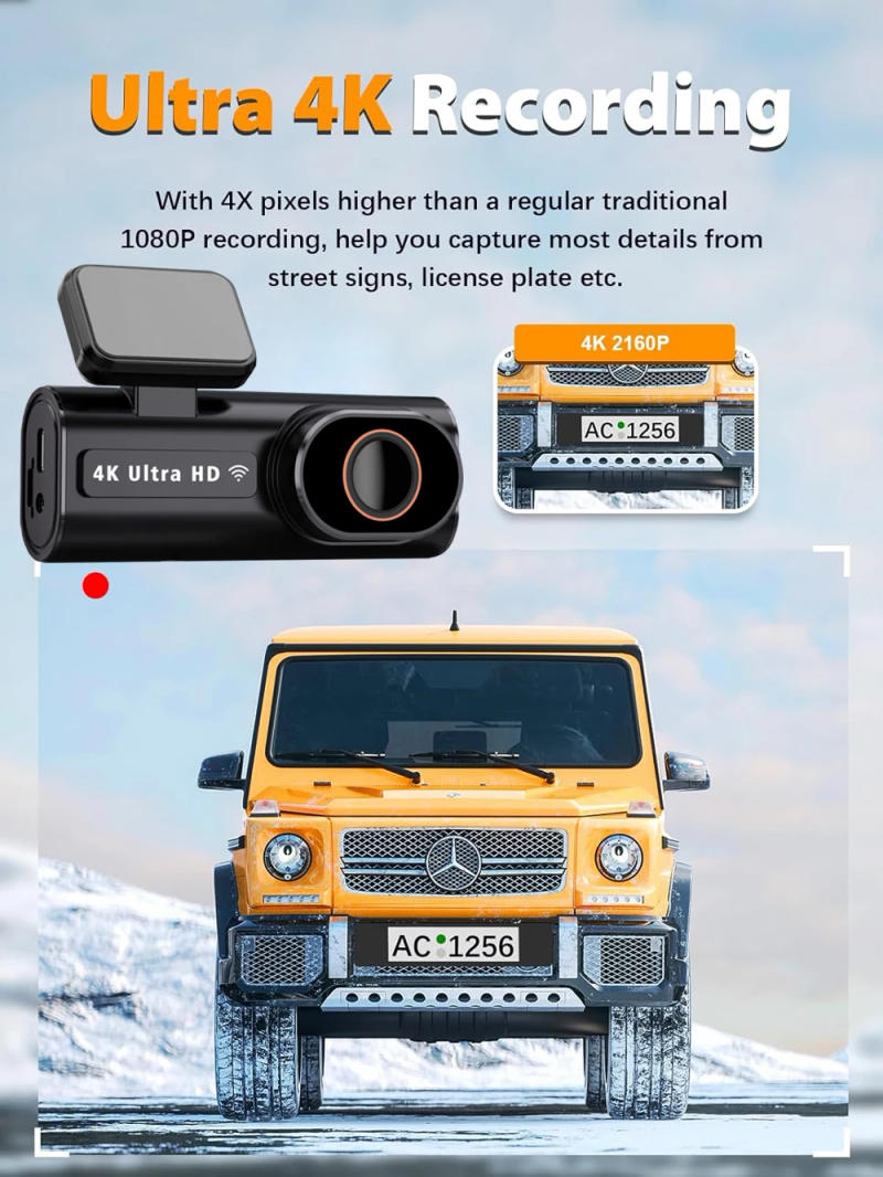 Description Picture 3 of item4K 3840*2160P Dash Cam WIFI Car DVR Dual Lens Camera Video Mini Drive Recorder Dashcam Black Box 24 Hour Monitoring Night Vision