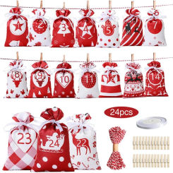 Advent Calendar Gift Bag Set 24pcs/set DIY Christmas Advent Calendar Santa Claus Christmas Doll Merry Christmas Navidad kid Gift