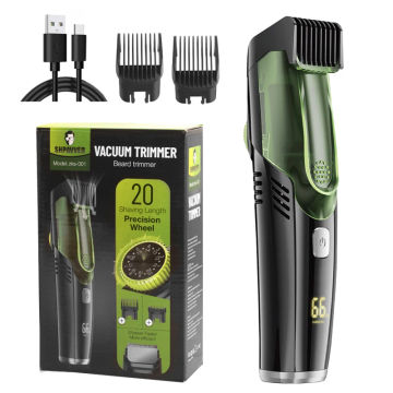 Vacuum Beard Trimmer for Men, Mustache Trimmer with 20 Length and Styles Adjustable, Built-in Vacuum Trimmer for Mustache