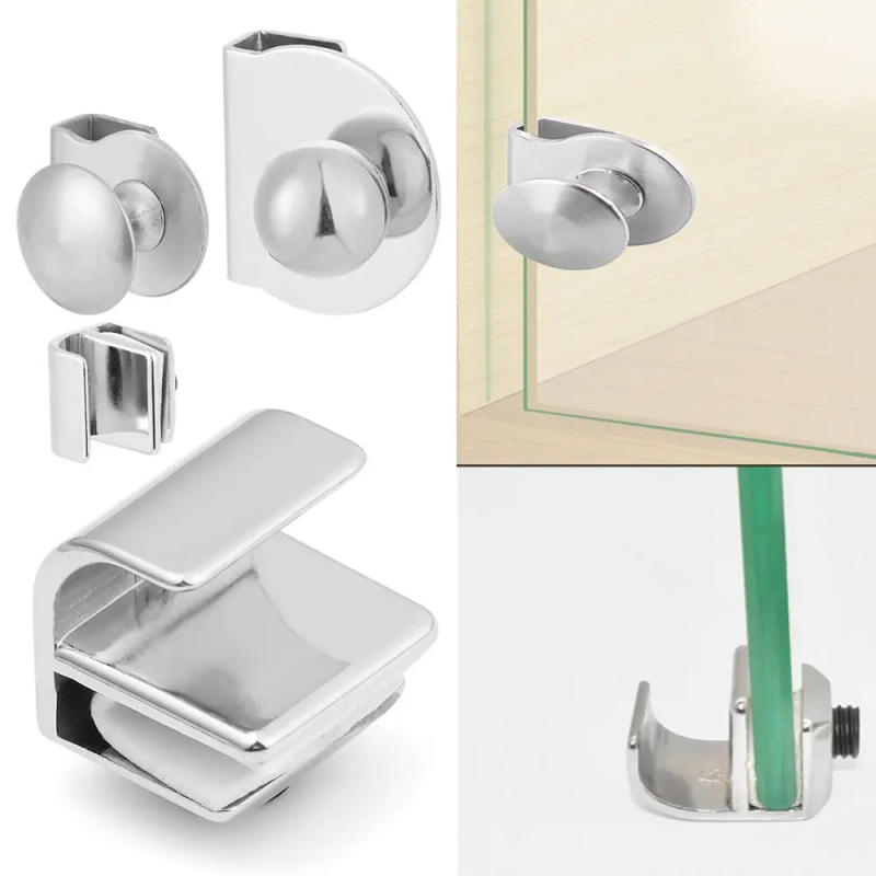 Description Picture 2 of itemKitchen Durable Board Support Plank Clip No Drilling Door Clips Glass Clamp Glass Door Handle Cabinet Drawer Pull