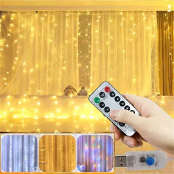 Curtain Garland Led String Lights Festival Christmas Decoration 8 Modes Usb Remote Control Holiday Fairy Lights For Bedroom Home