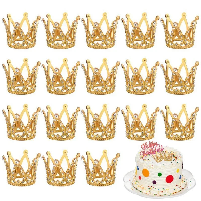 Description Picture 4 of item10 Pcs Tiny Baby Small Rhinestone Tiara Crown Gold Mini Crown Cake Topper For Flower Arrangements Shower Birthday Wedding Decor