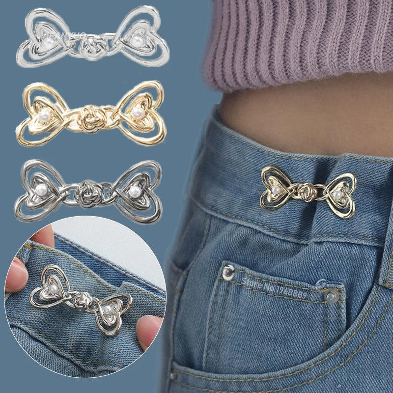 Description Picture 4 of itemSkirt Pants Tighten Waist Brooches Jeans Heart Adjustable Waist Clip Buckle No Sewing Required Jeans Button Clothing Accessories