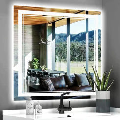 32X24 Inch LED Lighted Bathroom Mirror with Lights for Bathroom Wall Mounted Lighted Vanity Mirror Vertical Horizontal Dimmable