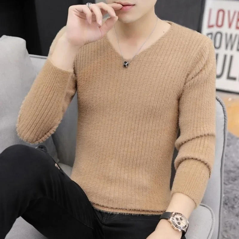 Description Picture 5 of itemBlack Knitted Sweaters for Men Business V Neck Pullovers Blue Man Clothes Beige Tops Japanese Harajuku Fashion Casual Ugly Cheap