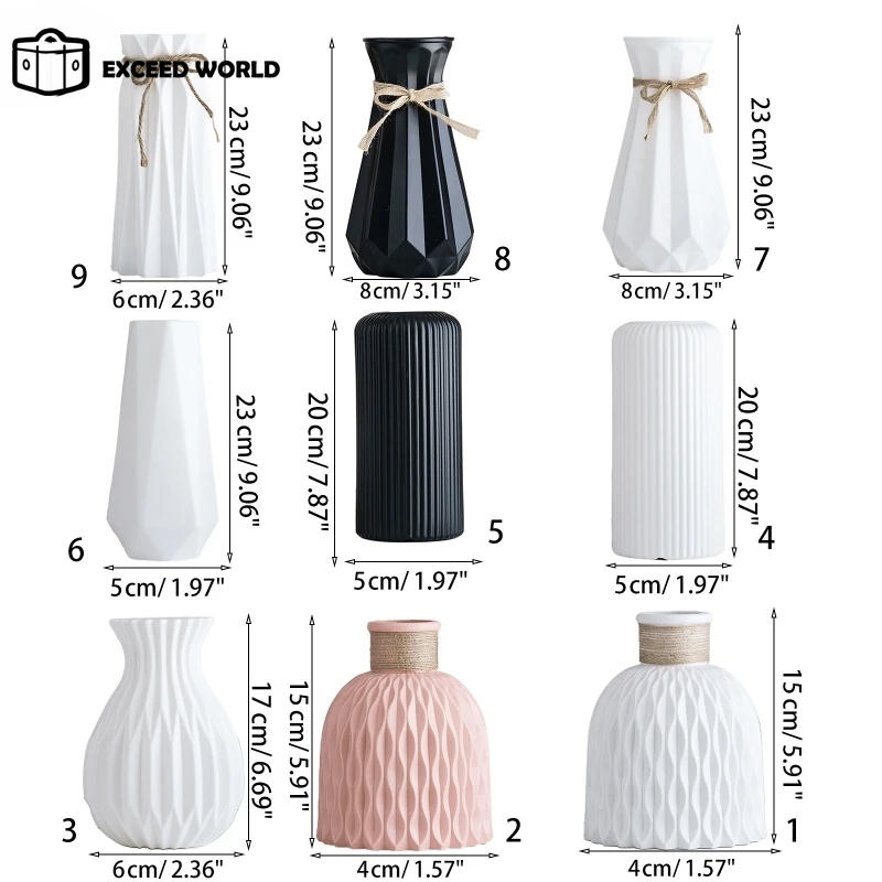 Description Picture 3 of itemModern Flower Vase White Plastic Vase Flower Pot Basket Nordic Home Living Room Decoration Ornament Wedding Flower Arrangement