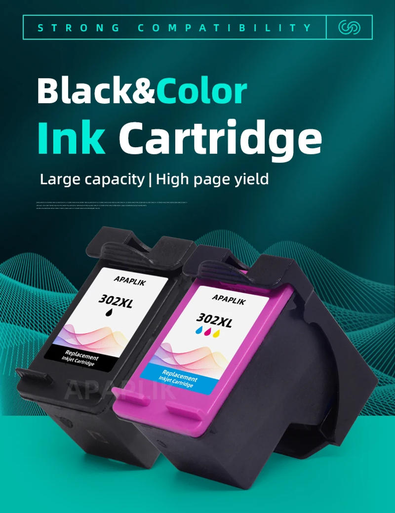 Description Picture 2 of itemAPAPLIK 4PCS Printer Ink Cartridge 302XL For HP Officejet 3830 3831 3832 3833 3834 4650 4652 4657 Printer For HP 302 XL