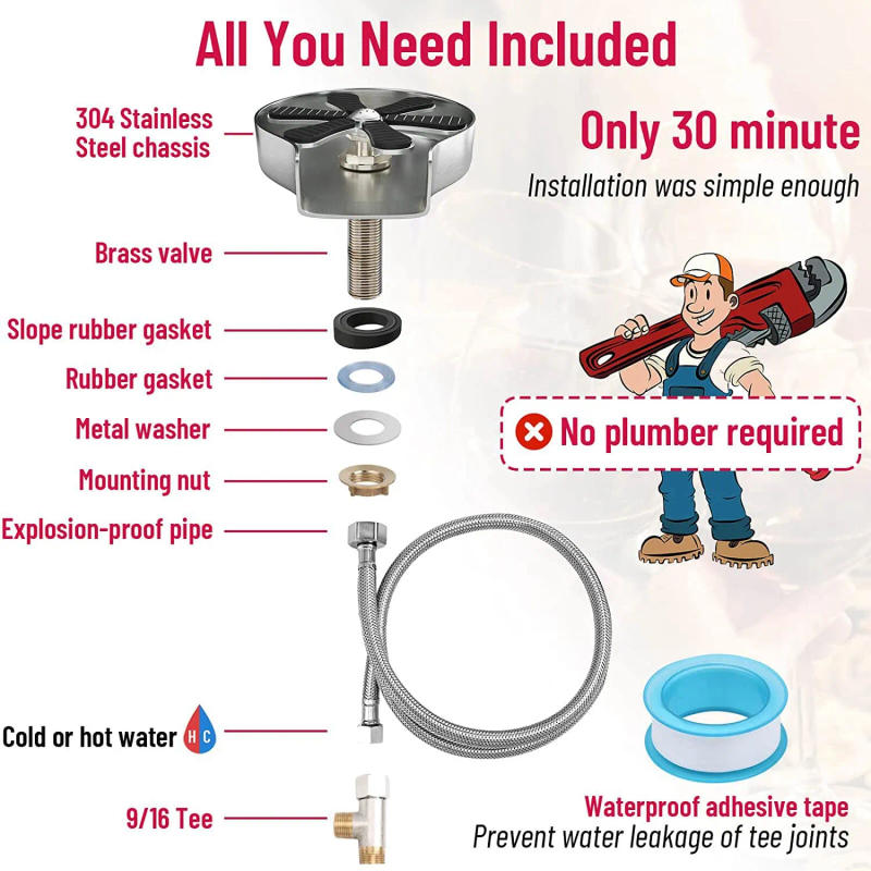 Description Picture 4 of itemA36T-Faucet Glass Rinser High Pressure Glass Washer For Kitchen Sinks Stainless Steel Sink Cup Washer Baby Bottle Washer Cup