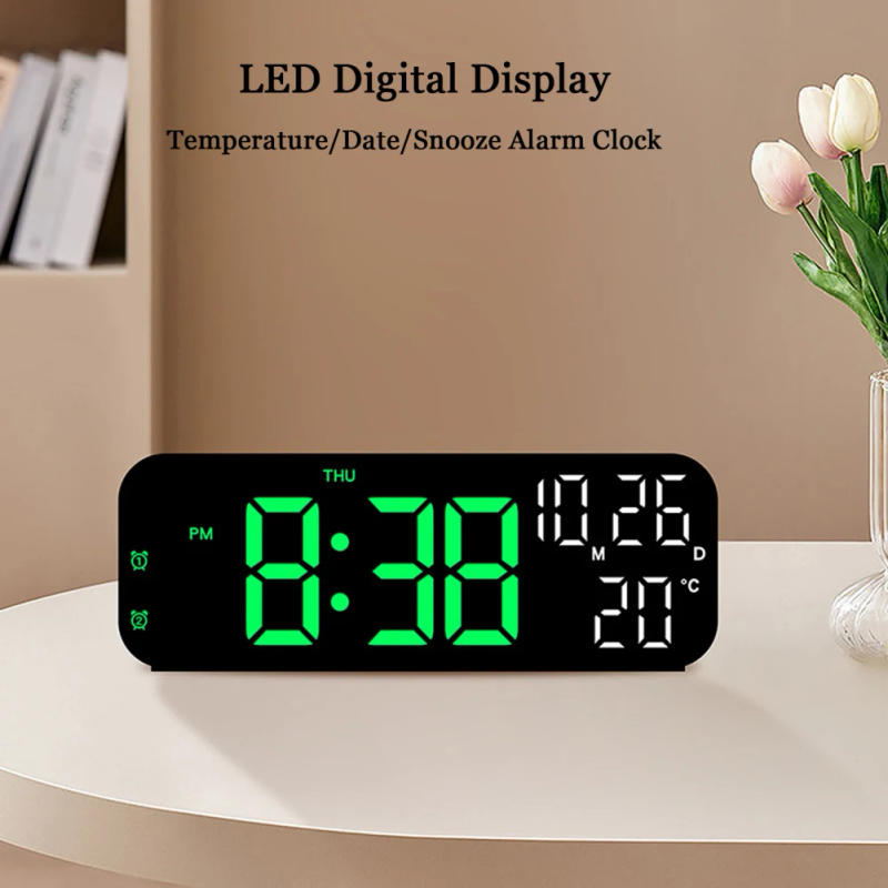 Description Picture 4 of itemDigital Alarm Clock With Temperature LED Display Screen Snooze Function 12/24 Hours Mode Desk Electric Clocks Bedroom Office