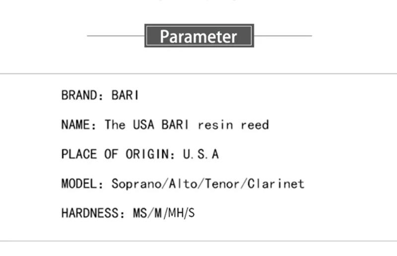 Description Picture 3 of itemThe USA BARI resin Soprano alto Tenor clarinet Saxophone reed with star Reed